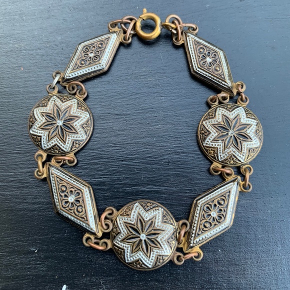 SOLD! Vintage Damascene Medallion Bracelet - Picture 1 of 4